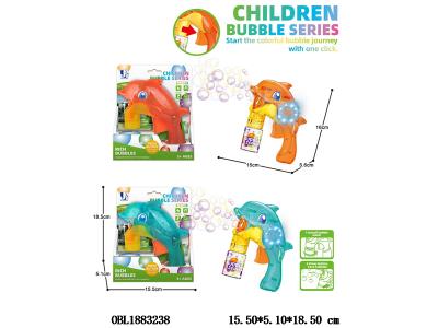 惯性海豚泡泡枪带灯光配70ML泡泡水  2*AG3包电 2色混装_OBL1883238