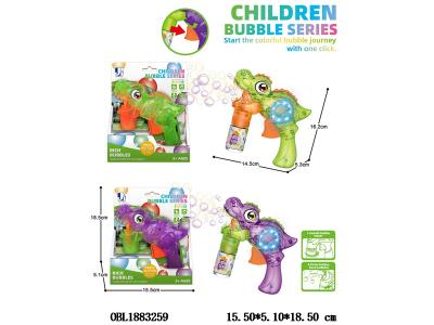 惯性恐龙泡泡枪带灯光配70ML泡泡水  2*AG3包电 2色混装_OBL1883259