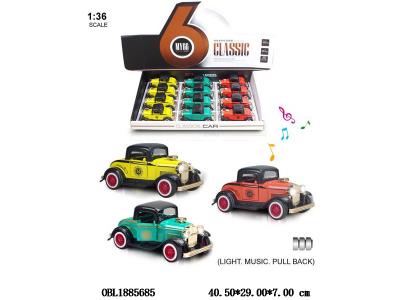 1:36合金回力车带灯光声音 可开门 3*AG3包电 3色混装 12只装一展示盒_OBL1885685