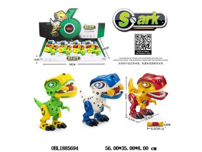 合金按压霸王龙带灯光音乐 3*AG13包电 3色混装 12只装一展示盒_OBL1885694