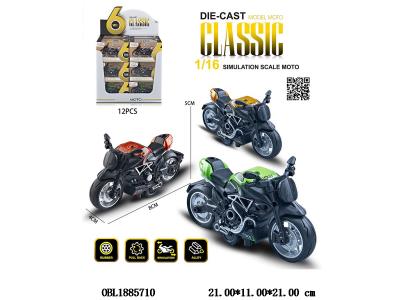 1:16合金回力摩托车 3色混装 12小盒装一展示盒_OBL1885710