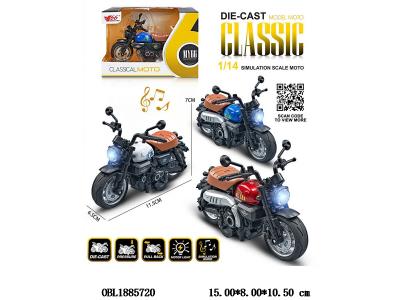 1:14合金回力摩托车带灯光声音 3*AG3包电 3色混装_OBL1885720