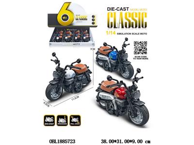 1:14合金回力摩托车 3色混装 12只装一展示盒_OBL1885723