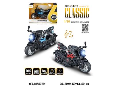 1:10合金回力摩托车带灯光声音 3*AG3包电 2色混装_OBL1885729