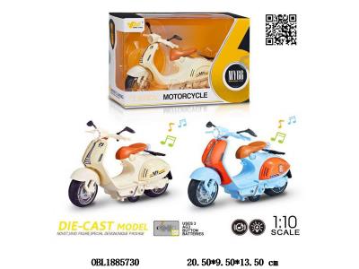 1:10合金回力摩托车带灯光声音 3*AG3包电 2色混装_OBL1885730