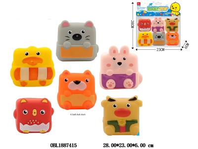 6只装搪胶方块动物套装 带BB哨_OBL1887415