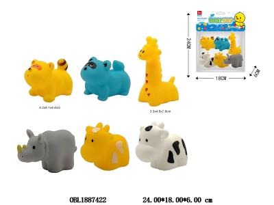 6只装搪胶动物套装 带BB哨_OBL1887422