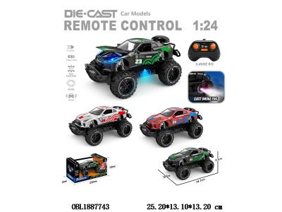 遥控合金车带灯光喷雾 配USB线 车身3.7V锂电池包电 遥控器2*AA不包电 2.4G频率 3色混装_OBL1887743