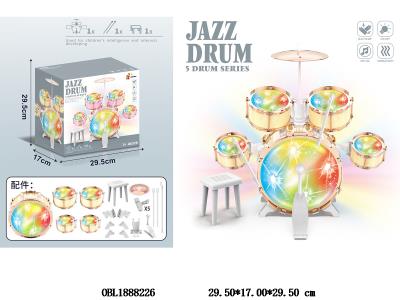 爵士鼓套装 配椅子 带灯光音乐 5*AA不包电_OBL1888226