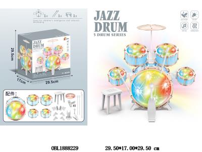 爵士鼓套装 配椅子 带灯光音乐 5*AA不包电_OBL1888229