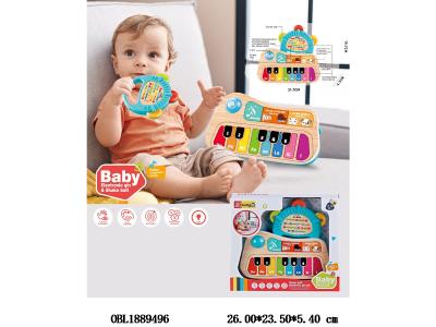 益智早教触摸弹奏钢琴配3张双面乐谱 3*AA不包电_OBL1889496