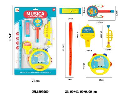 乐器组合套装 铃鼓 哨子 喇叭 笛子 拨浪鼓 口琴_OBL1893960