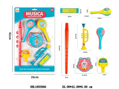 乐器组合套装 铃鼓 哨子 笛子 喇叭 口琴 沙锤_OBL1893966