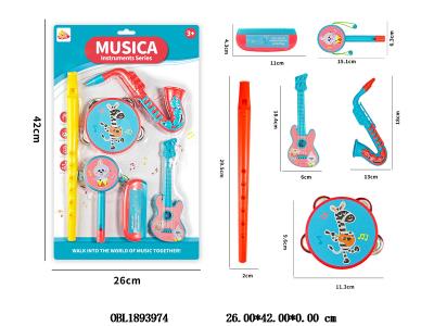 乐器组合套装 铃鼓 笛子 萨克斯 口琴 拨浪鼓 吉他_OBL1893974