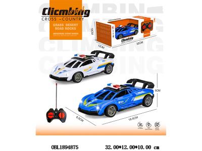 四通遥控警车带灯光 车身3*AA不包电 遥控2*AA不包电 27频率 2色混装_OBL1894875