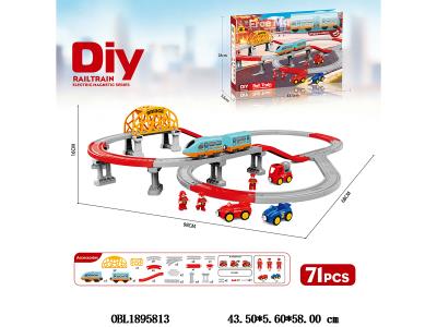 DIY拼装电动轨道列车套装 带音乐 71PCS 2*AAA不包电_OBL1895813