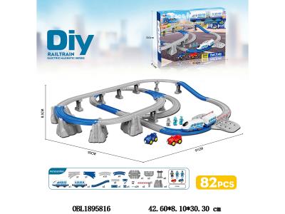 DIY拼装电动轨道列车套装 带音乐 82PCS 2*AAA不包电_OBL1895816