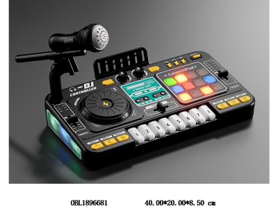 多功能DJ打碟机带声光 配USB线 14500锂电池包电 黑 话筒版_OBL1896681