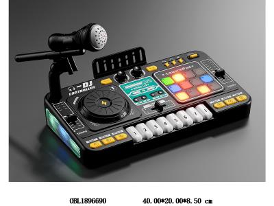 多功能DJ打碟机带声光 配USB线 14500锂电池包电 黑 话筒版_OBL1896690