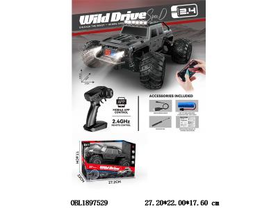 1:18全比例半高速遥控攀爬越野车带灯光 配USB线 车身3.7V包电 遥控器2*AA不包电 2.4G频率_OBL1897529