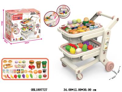 食物/水果套装配双层万向仿真超市购物车_OBL1897727