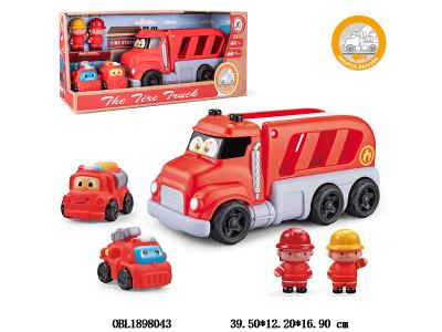 惯性消防车套装 配2只滑行小车_OBL1898043