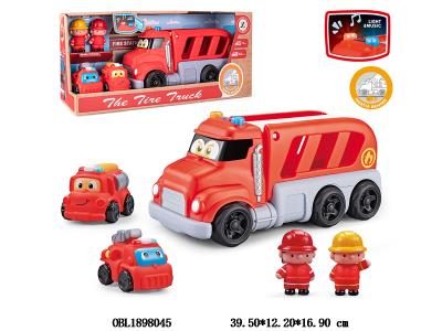 惯性消防车套装带灯光音乐 配2只滑行小车 3*AG13包电_OBL1898045