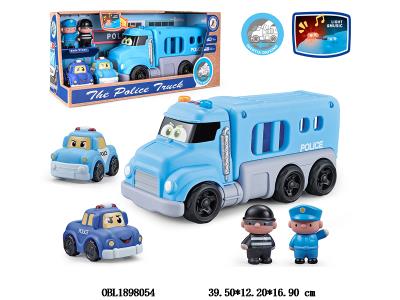 惯性警车套装带灯光音乐 配2只滑行小车 3*AG13包电_OBL1898054