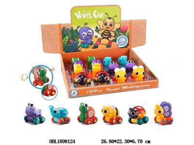 滑行搪胶动物车 6款混装 12只装一展示盒_OBL1898124