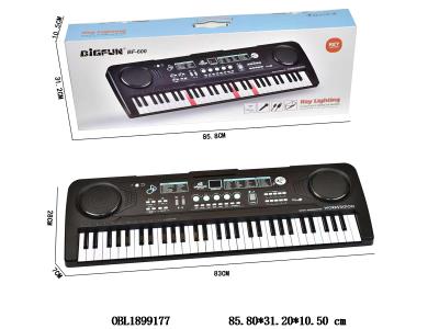 61键电子琴 带麦克风/USB线/说明书/耳机插孔/音频插孔/琴谱架/亮灯教学 4*AA不包电_OBL1899177