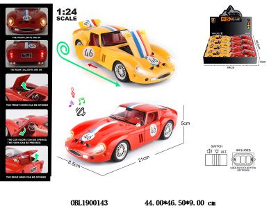1:24 压铸锌合金回力车 带灯光音效 可开门 3*AG13包电 2色混装 8只装一展示盒_OBL1900143