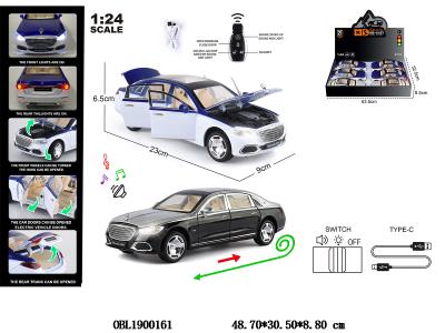 1:24 压铸锌合金回力车 带灯光音效 电动开门 3*AG13包电 2色混装 6只装一展示盒_OBL1900161