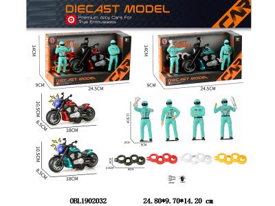 合金惯性摩托车套装带灯光声音 3*AG13包电 2款混装_OBL1902032