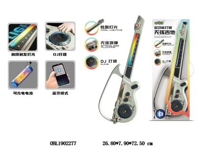 中英文版白色多功能打碟无弦吉他 带灯光_OBL1902277