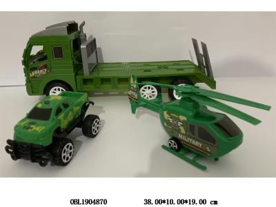 惯性军事拖头车 载1只滑行车 1只滑行飞机_OBL1904870