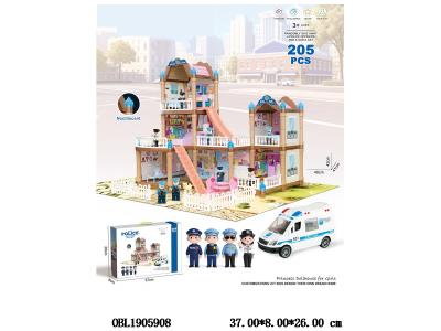 DIY拼装警察主题别墅套装 205PCS_OBL1905908