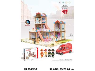 DIY拼装消防主题别墅套装 205PCS_OBL1905936