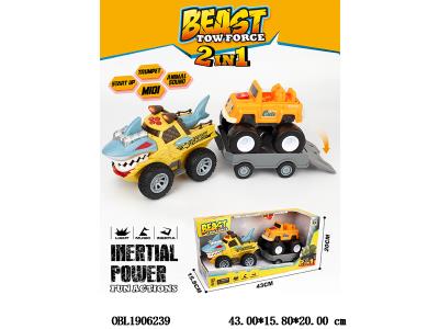 惯性鲨鱼车带灯光音乐 拖1只灯光音乐滑行车 各3*AG13包电_OBL1906239