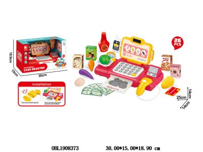 红色收银机套装带扫描 计算机功能 刷卡 3*AA不包电_OBL1908373