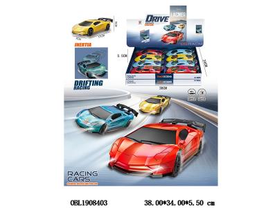 电动车带灯光声音漂移 3*LR44包电 3色混装 8只装一展示盒_OBL1908403