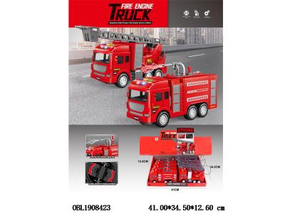 电动万向消防车带灯光声音喷水 车身2*AA不包电 车头3*AG13包电 2款混装 8只装一展示盒_OBL1908423