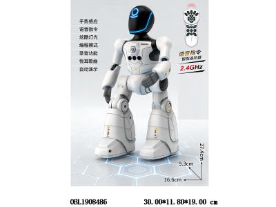 遥控智能机器人带灯光音乐 语音控制 配USB线 主体3.7V锂电池包电 遥控器2*AAA不包电 2.4G频率_OBL1908486