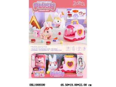 电动毛绒宠物兔套装 带声音 点头 2*AA不包电 2色混装_OBL1908590