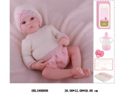 19寸搪胶高仿真重生公仔套装带手工绘发 磁性奶嘴 主体衣服1款1色_OBL1908898