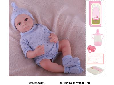 19寸搪胶高仿真重生公仔套装带手工绘发 磁性奶嘴 主体衣服1款1色_OBL1908903