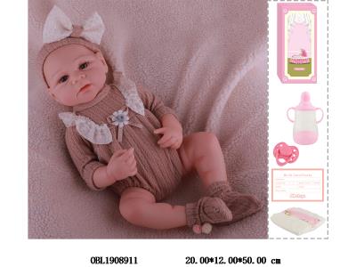 19寸搪胶高仿真重生公仔套装带手工绘发 磁性奶嘴 主体衣服1款1色_OBL1908911