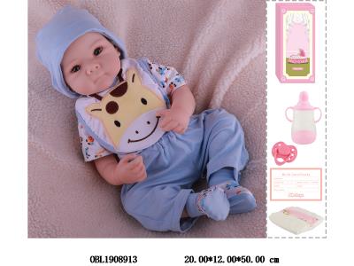 19寸搪胶高仿真重生公仔套装带手工绘发 磁性奶嘴 主体衣服1款1色_OBL1908913