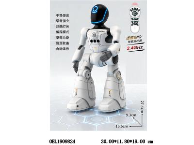 遥控智能机器人带灯光音乐 语音控制 配USB线 主体3.7V锂电池包电 遥控器2*AAA不包电 2.4G频率_OBL1909824
