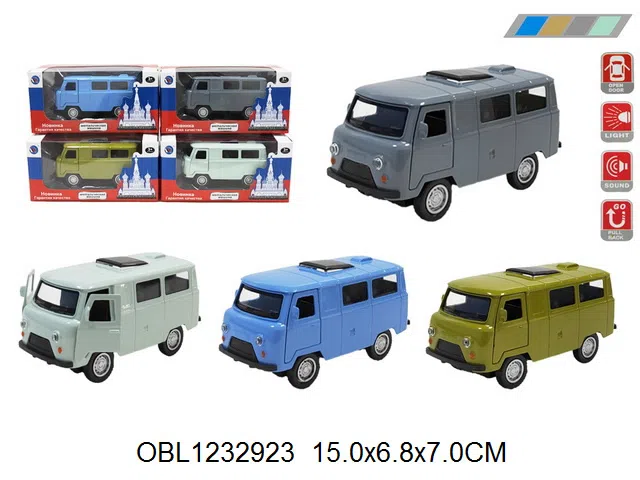 俄文合金回力面包轿车 带灯光声音 车身3粒纽扣·电池包电 可开车门 4色混装_OBL1232923