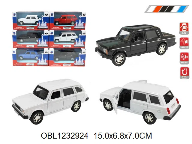 俄文合金回力轿车 带灯光声音 车身3粒纽扣·电池包电 可开车门 2款各3色混装_OBL1232924